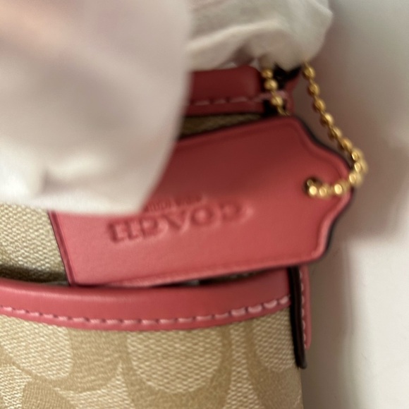 Coach NWT Signature Print with Rose Colored Trim Crossbody - Picture 9 of 9